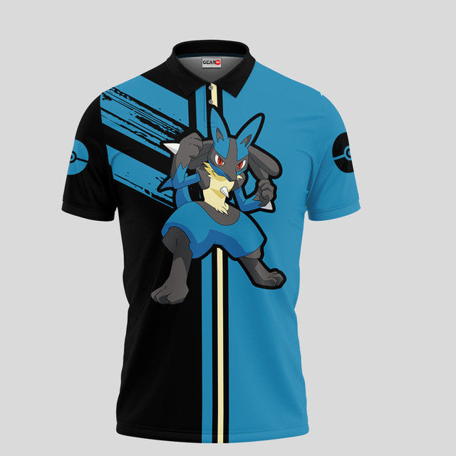 Anime Poloshirt Lucario Pokémon Anime