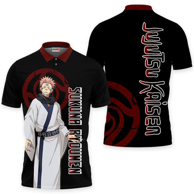 Anime Poloshirt Sukuna Jujutsu Kaisen Anime