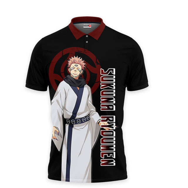 Anime Poloshirt Sukuna Jujutsu Kaisen Anime