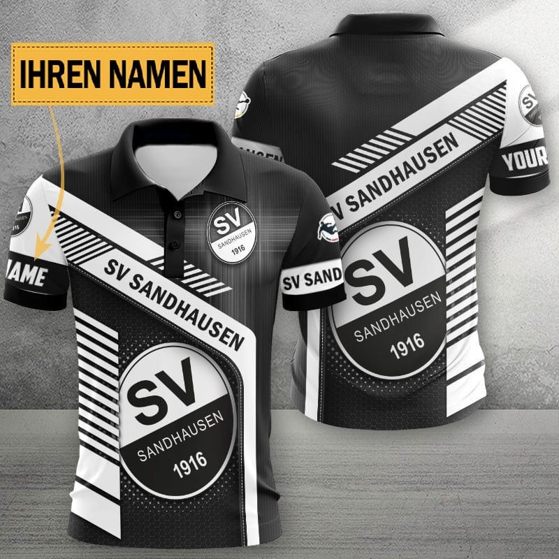 SV Sandhausen Poloshirt mit individuellem Namen Limitierte Edition Schwarz