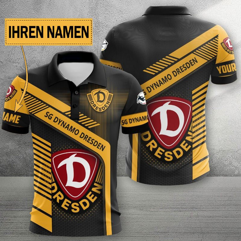 SG Dynamo Dresden Poloshirt Limitierte Edition mit individuellem Namen Schwarz