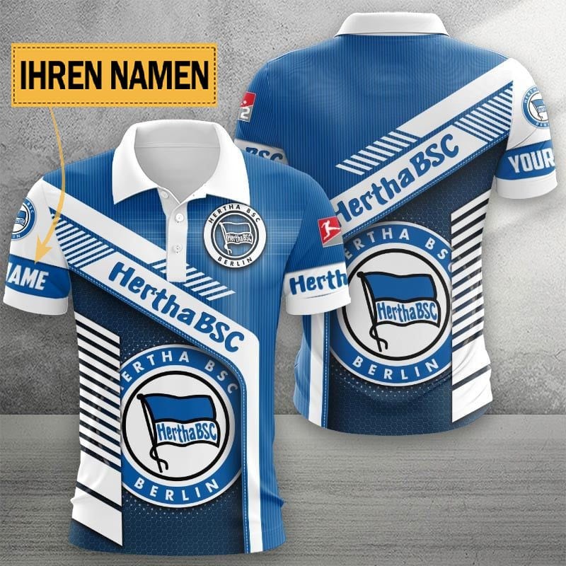 Hertha BSC Poloshirt mit individuellem Namen Limitierte Edition Blau