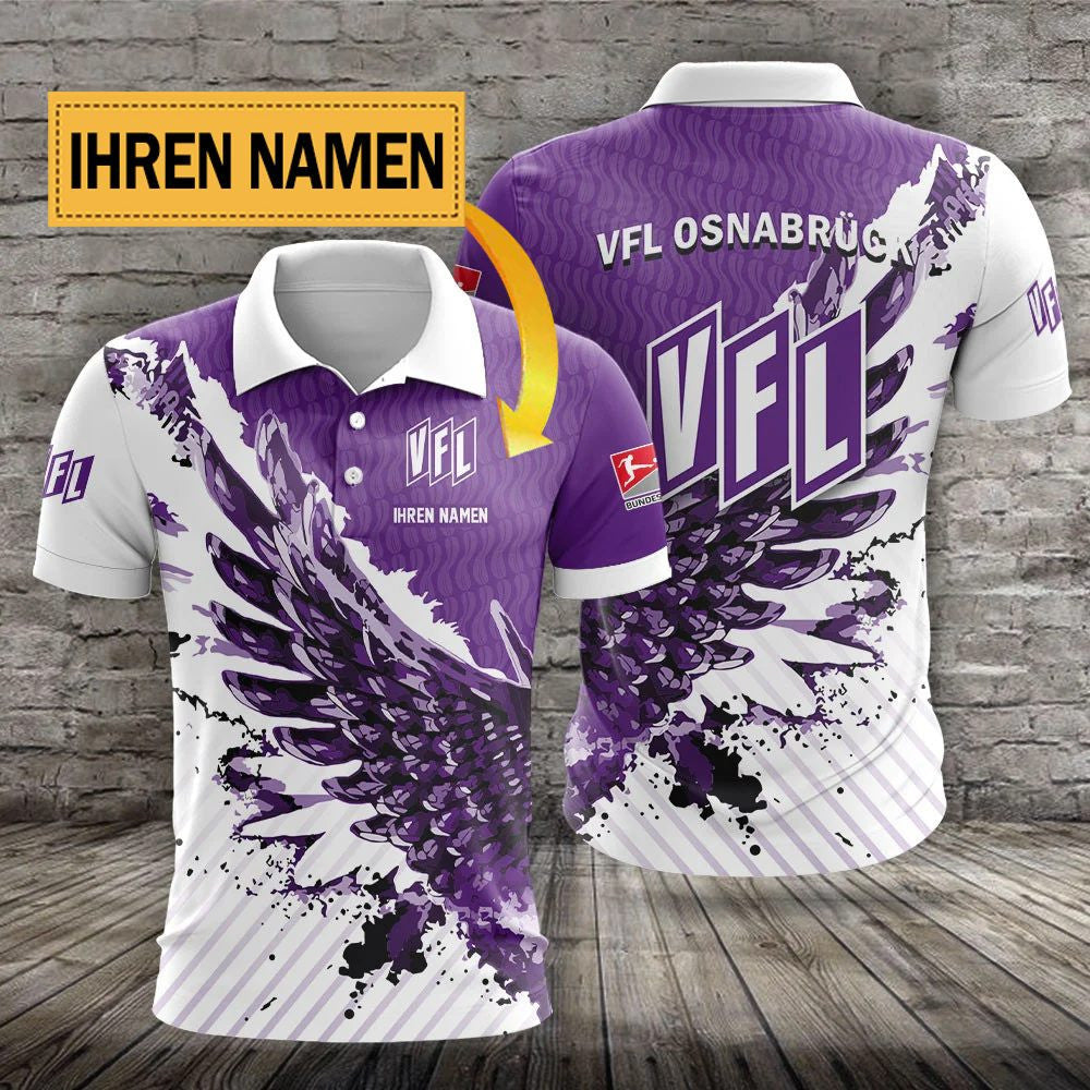 VfL Osnabrück Poloshirt mit individuellem Namen Flügel Lila