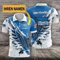 Hertha BSC Poloshirt Flügel Design mit individuellem Namen Blau