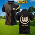 VfL Wolfsburg Poloshirt mit individuellem Namen Karomuster Schwarz