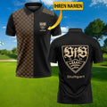 VfB Stuttgart Poloshirt mit individuellem Namen Karomuster Schwarz