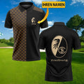 SC Freiburg Poloshirt mit individuellem Namen Karomuster Schwarz