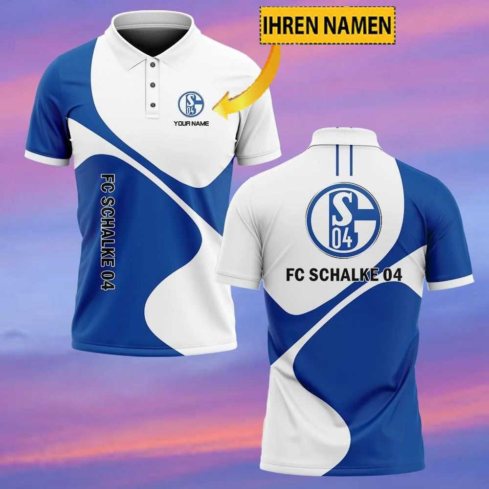 FC Schalke 04 Poloshirt Neuer Stil mit individuellem Namen Blau