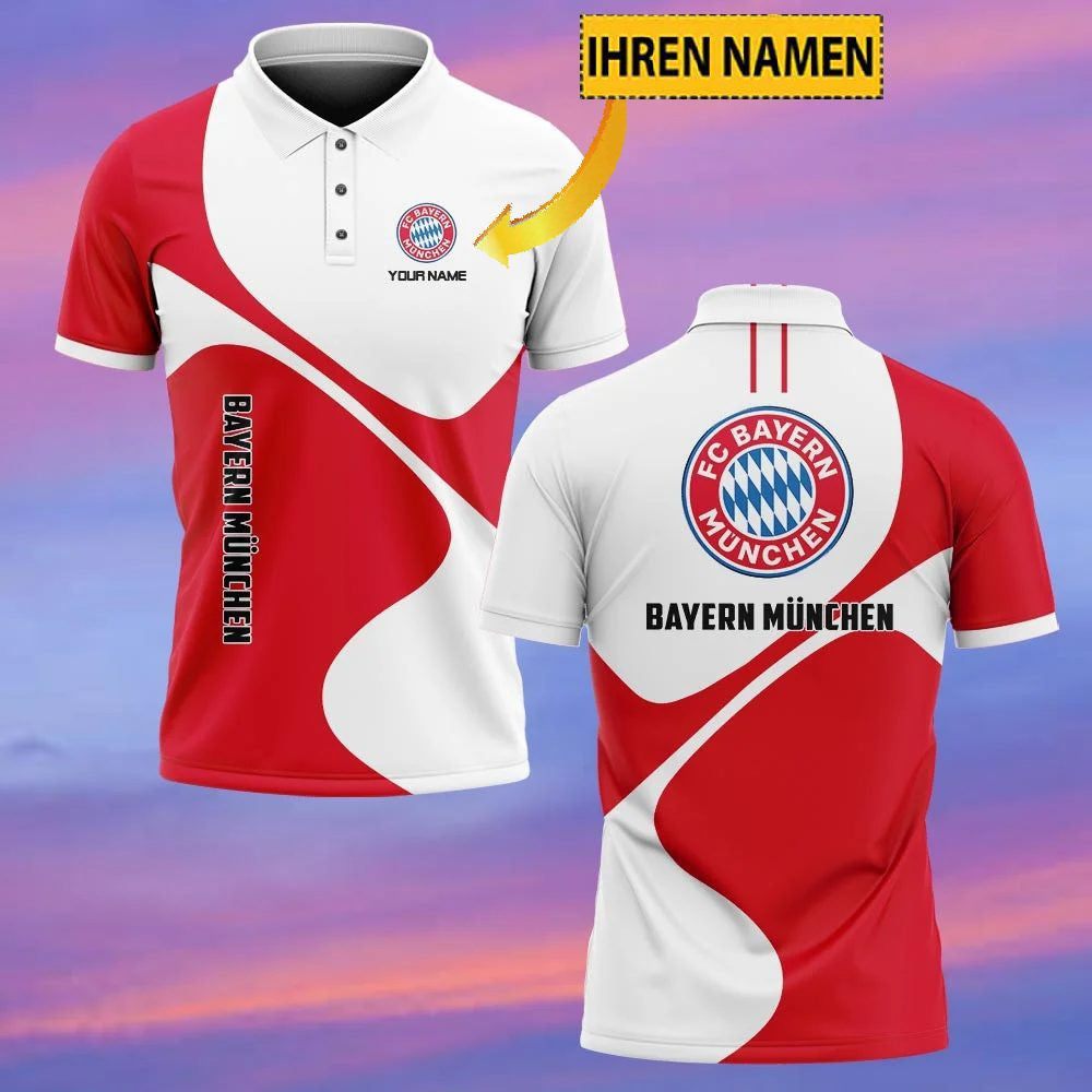 Bayern München Poloshirt mit individuellem Namen Neuer Stil Rot