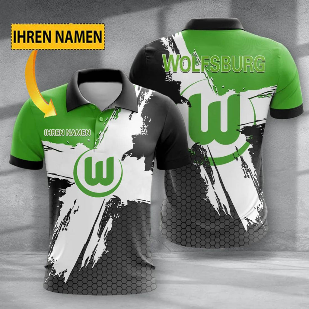 VfL Wolfsburg Poloshirt mit individuellem Namen Premium Ausgabe Grün