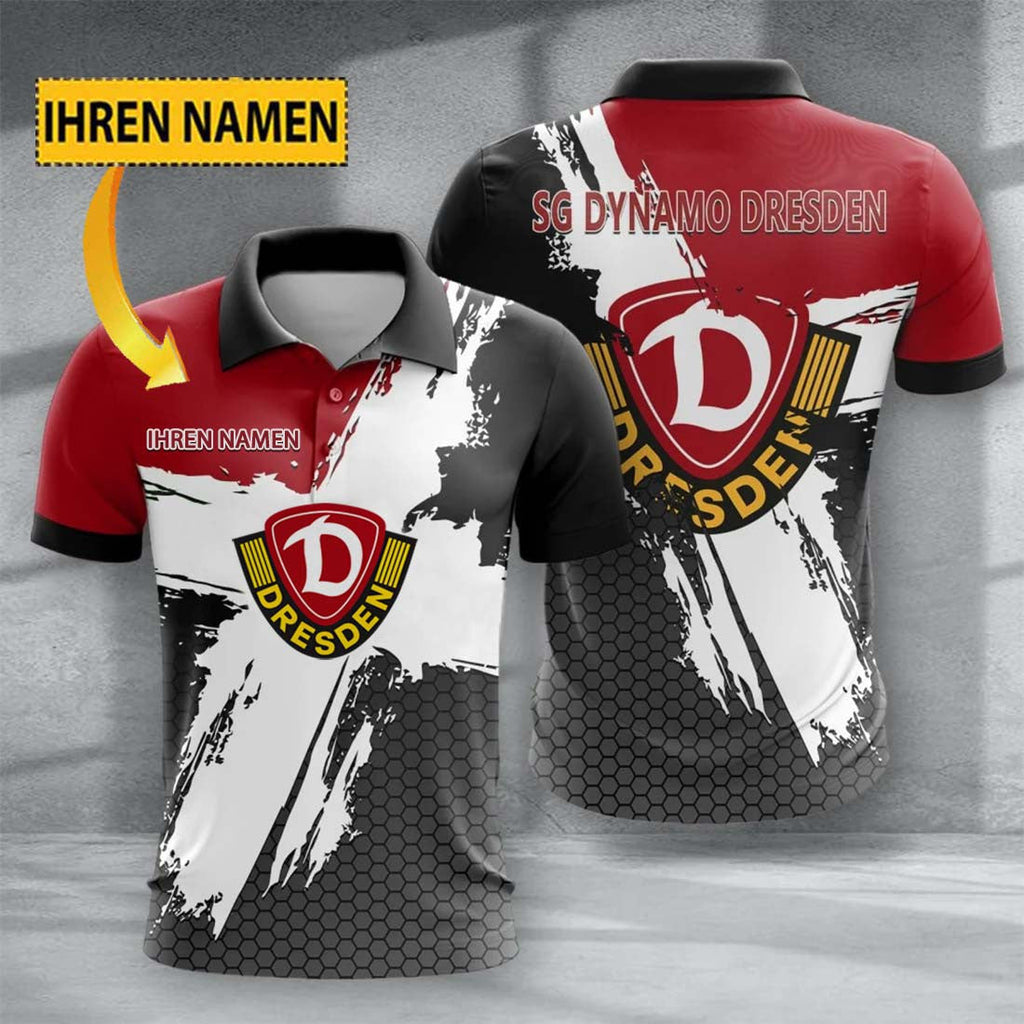 SG Dynamo Dresden Poloshirt Premium Edition mit individuellem Namen Rot