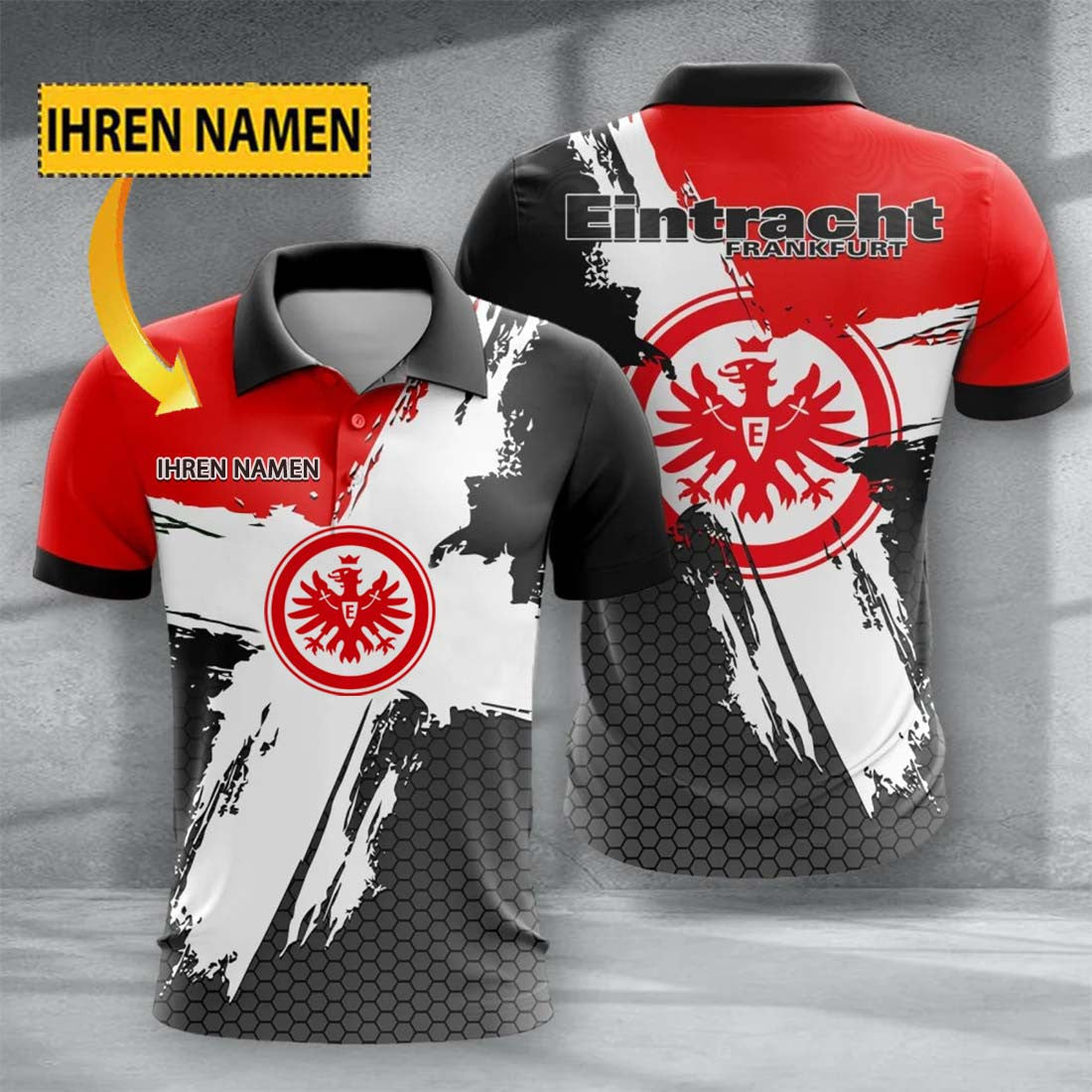 Eintracht Frankfurt Poloshirt mit individuellem Namen Premium Ausgabe Rot