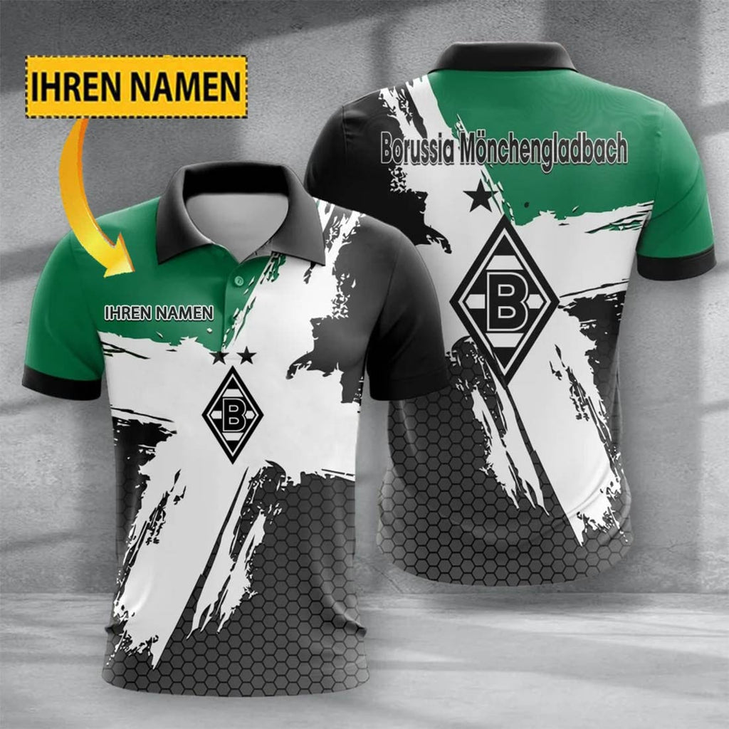 Borussia Mönchengladbach Poloshirt mit individuellem Namen Premium Ausgabe Grün