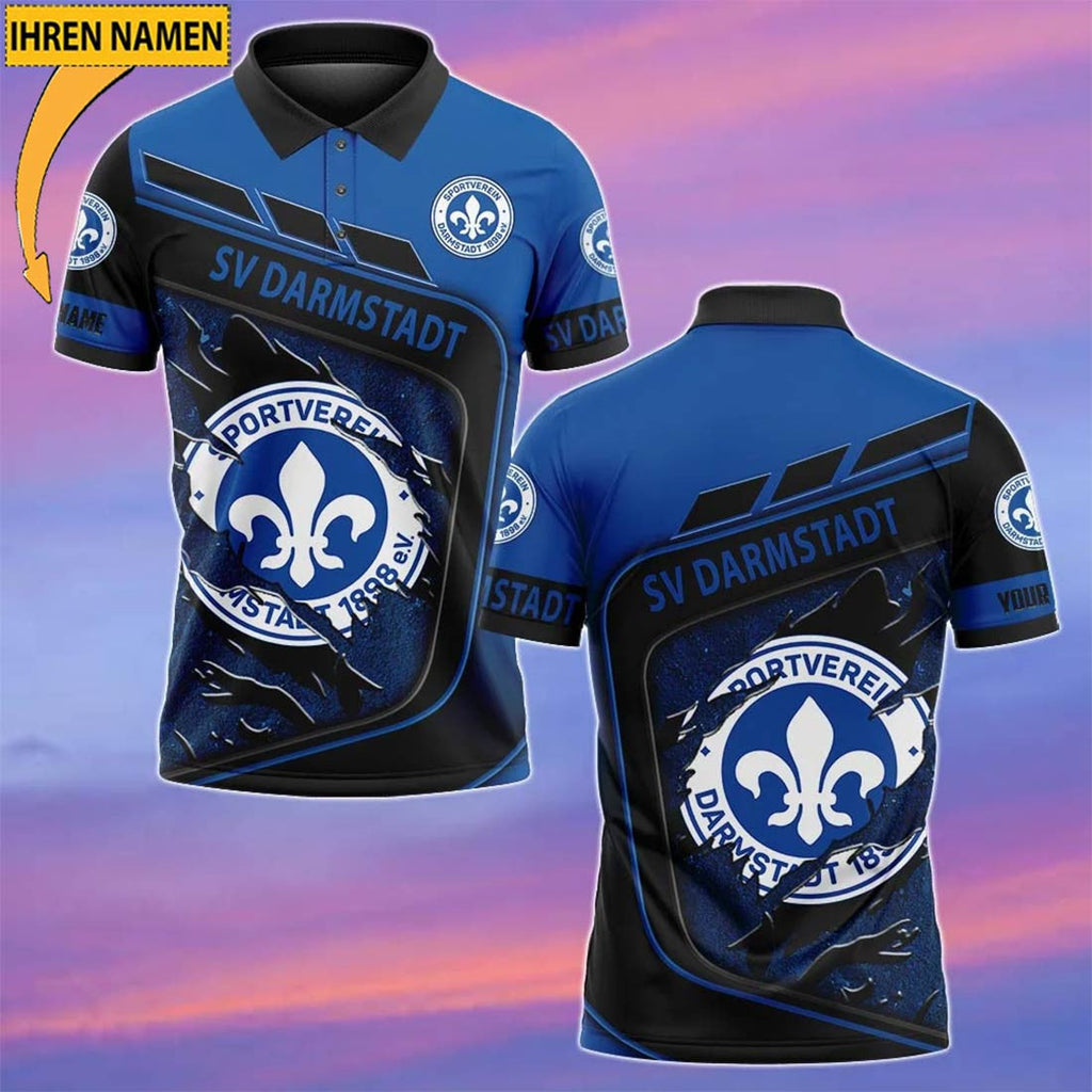 SV Darmstadt 98 Poloshirt Neue Edition mit individuellem Namen Blau