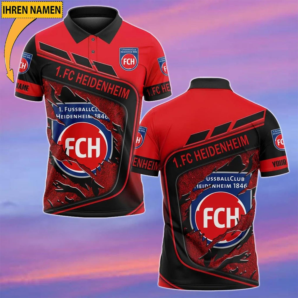 FC Heidenheim 1846 Poloshirt Neue Edition mit individuellem Namen Rot