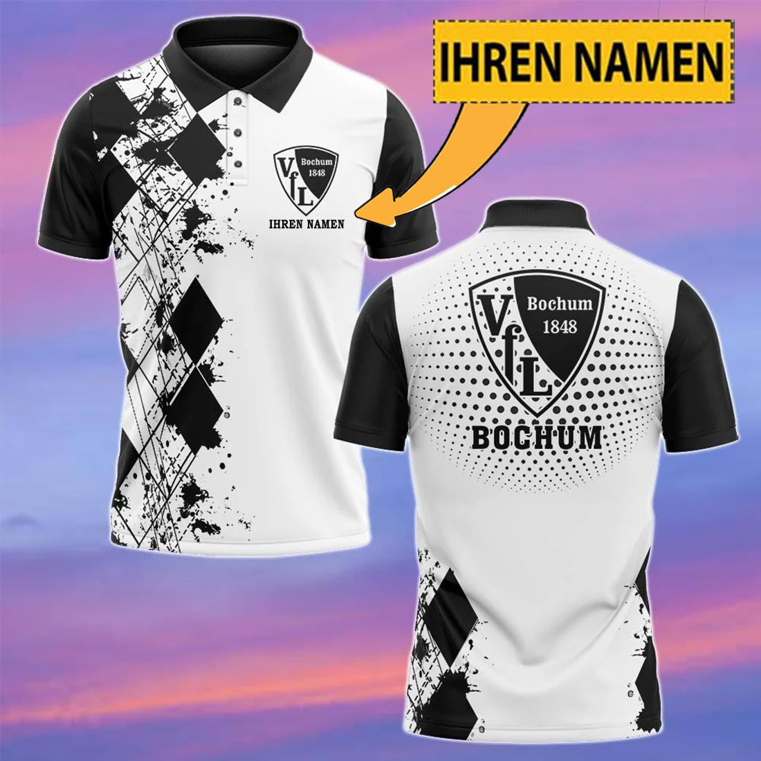 VfL Bochum 1848 Poloshirt mit individuellem Namen Sonderedition Weiß