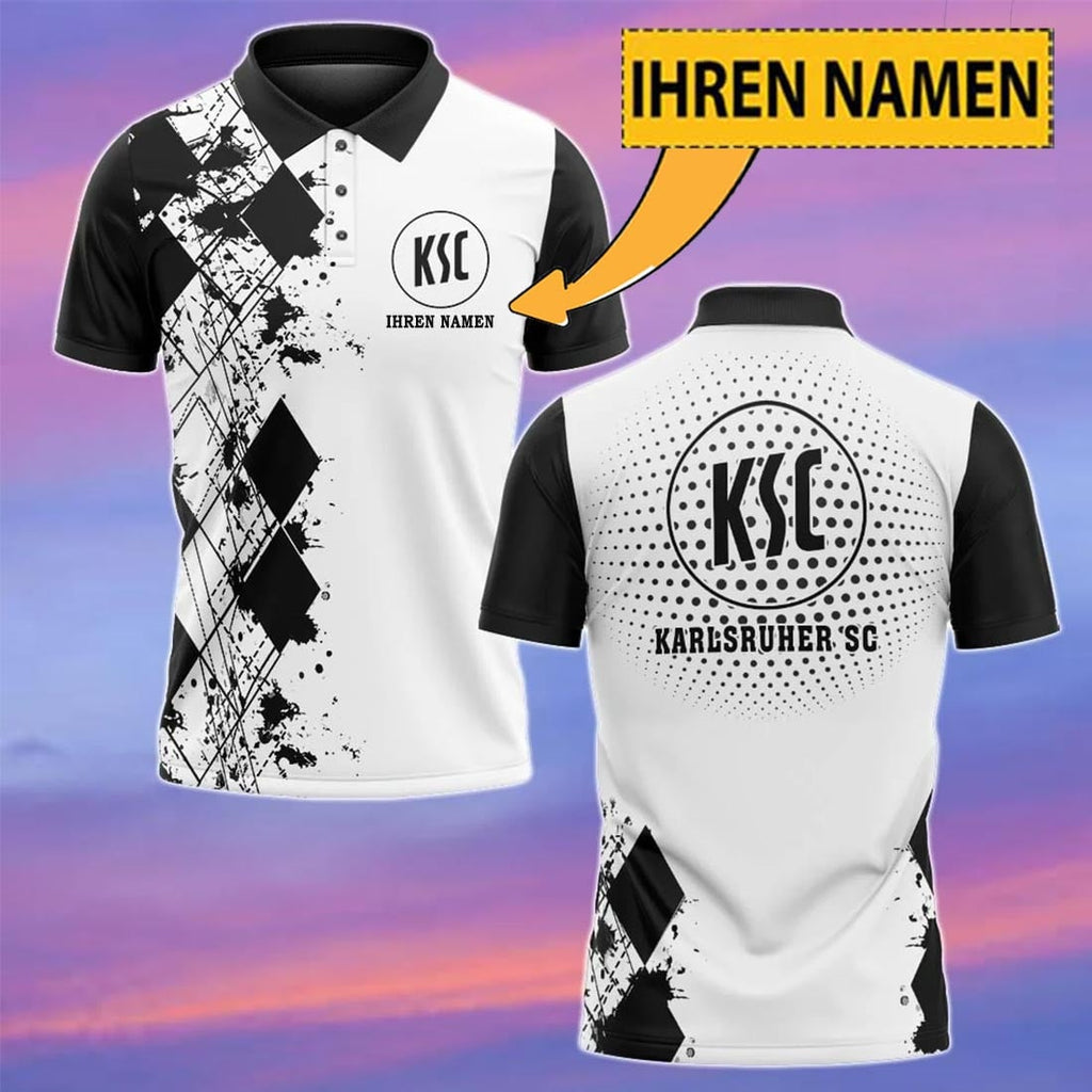 Karlsruher SC Poloshirt Sonderedition mit individuellem Namen Weiß