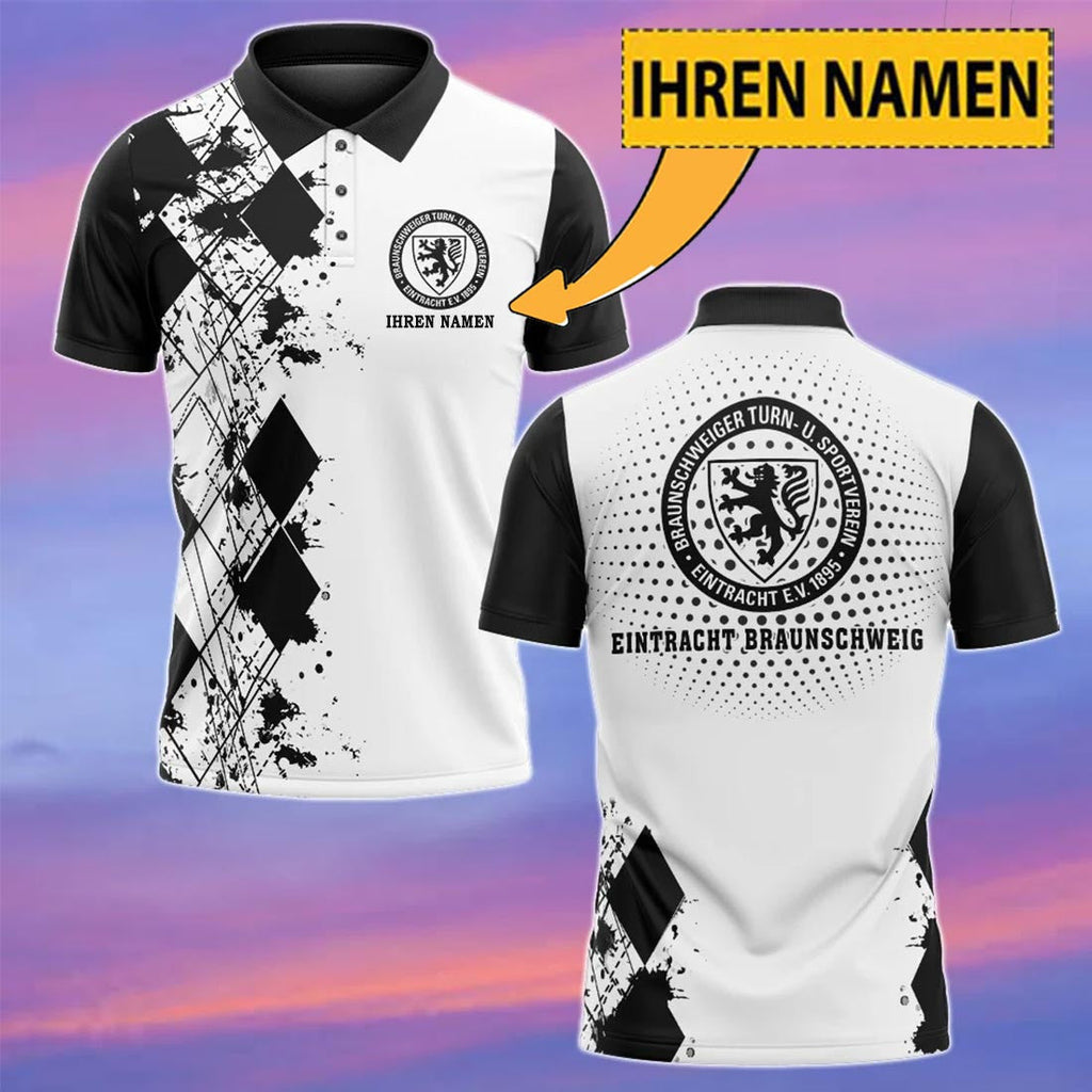 Eintracht Braunschweig Poloshirt mit individuellem Namen Sonderedition Weiß