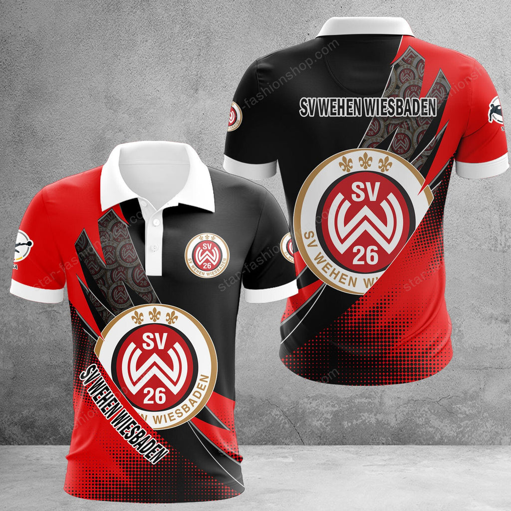SV Wehen Wiesbaden Poloshirt Sonderedition Rot Schwarz