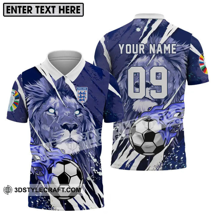 Englische Nationalmannschaft Poloshirt Löwenball Design Blau