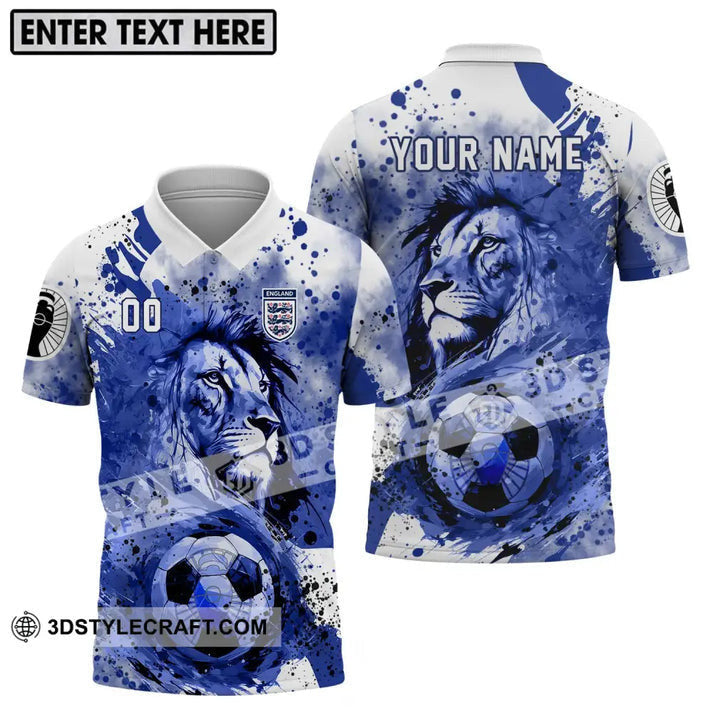 Englische Nationalmannschaft Poloshirt Löwenball Design Weiß Blau