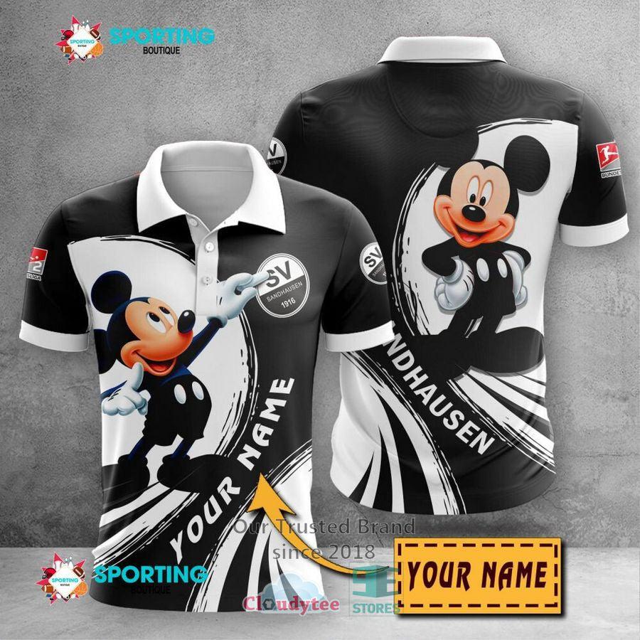 SV Sandhausen Poloshirt Mickey Mouse Weiß Schwarz