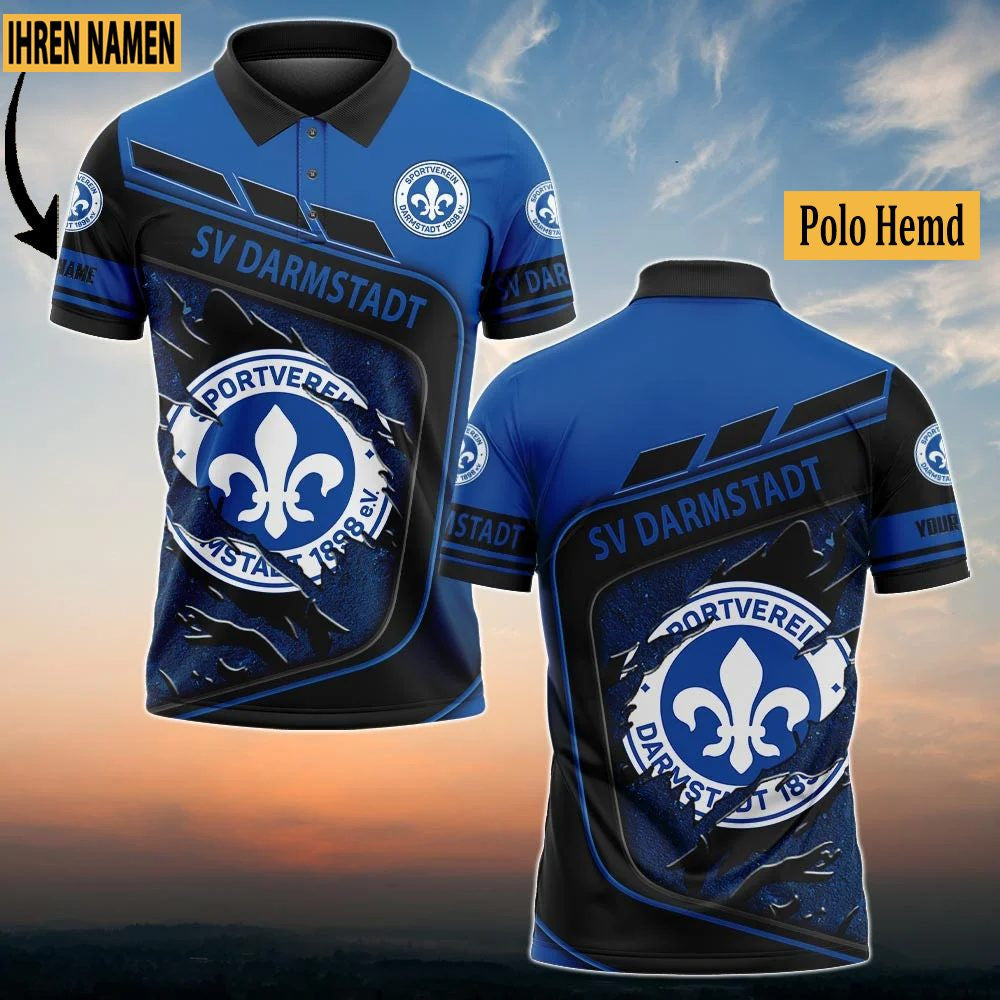 SV Darmstadt 98 Poloshirt Neuauflage Vollflächig Bedruckt mit individuellem Namen