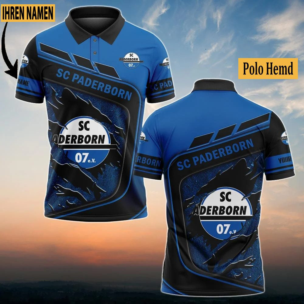 SC Paderborn 07 Poloshirt mit individuellem Namen Neuauflage Vollflächig Bedruckt