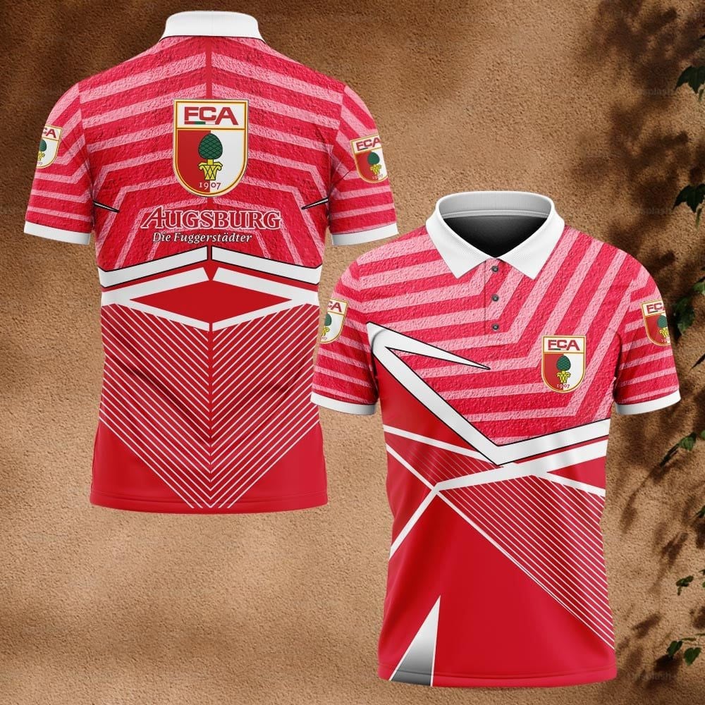 FC Augsburg Poloshirt Neuer Grundstil Vollflächig Bedruckt