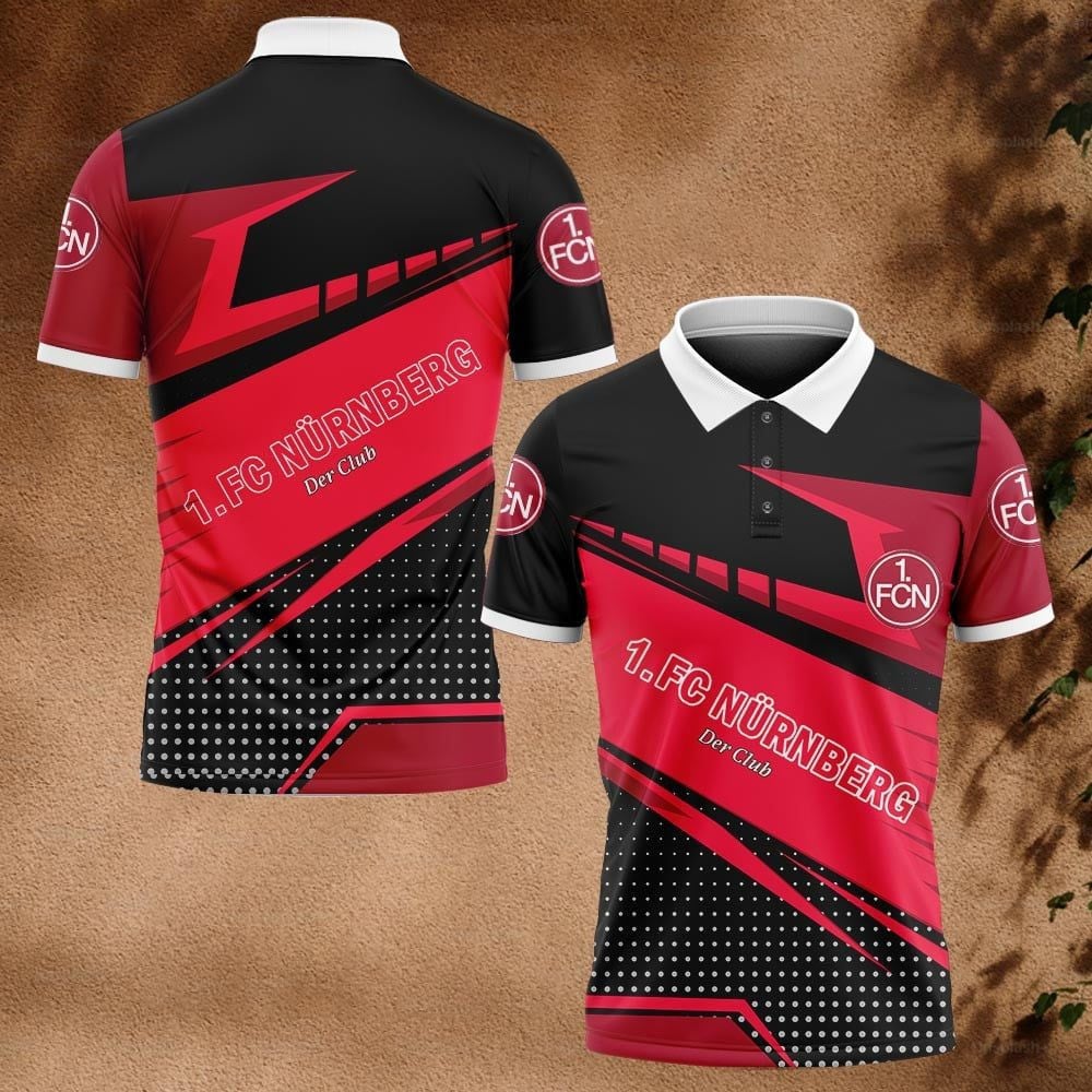 FC Nürnberg Poloshirt Tupfen Design Vollflächig Bedruckt