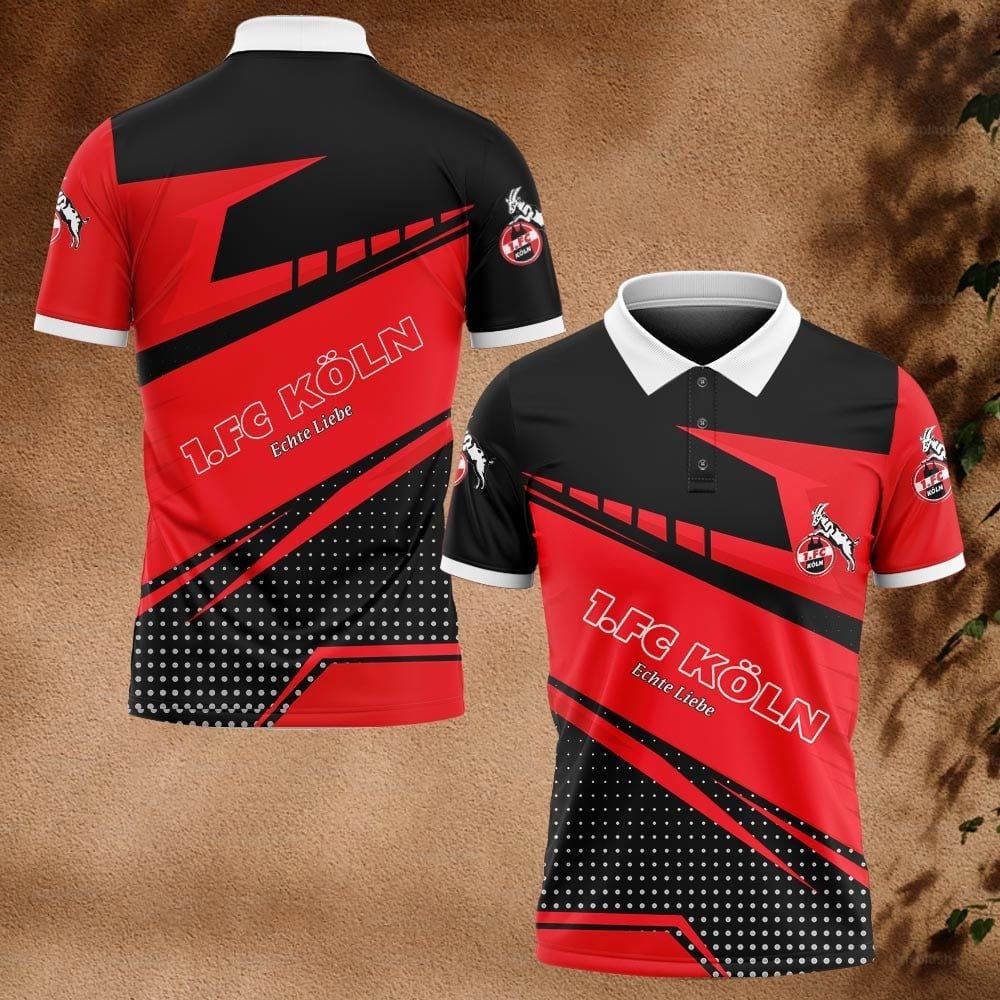 1. FC Köln Poloshirt Tupfen Design Vollflächig Bedruckt