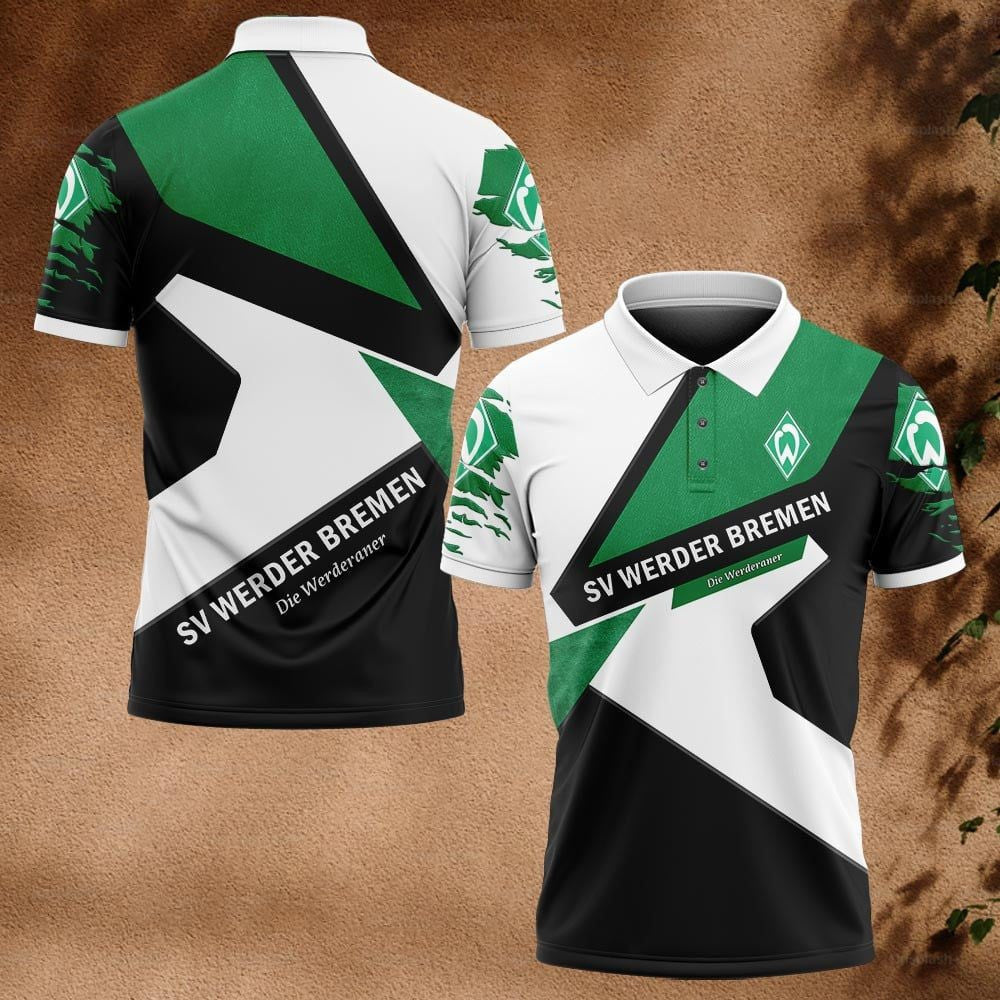 SV Werder Bremen Poloshirt Geometrisches Muster Vollflächig Bedruckt
