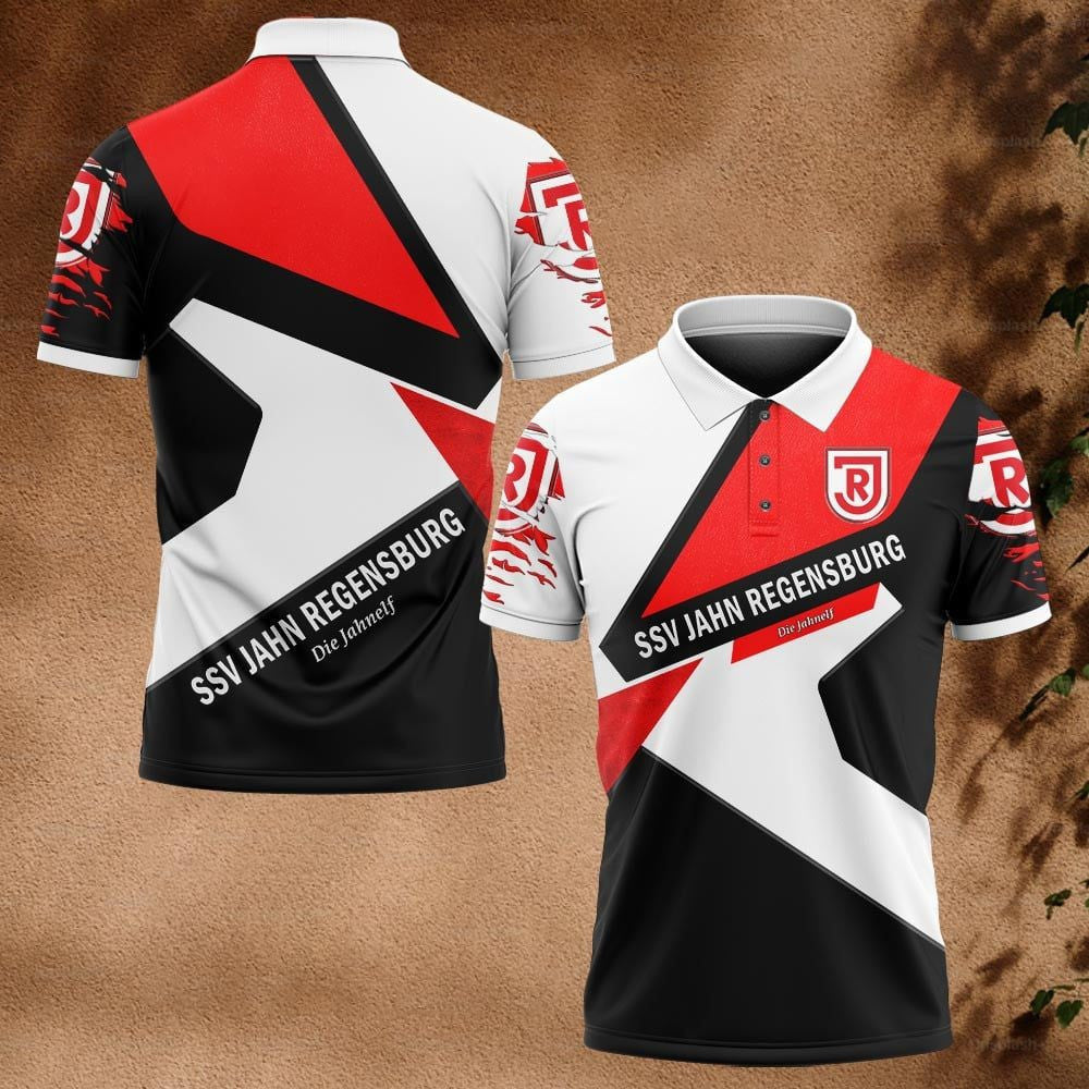 SSV Jahn Regensburg Poloshirt Geometrisches Design Vollflächig Bedruckt