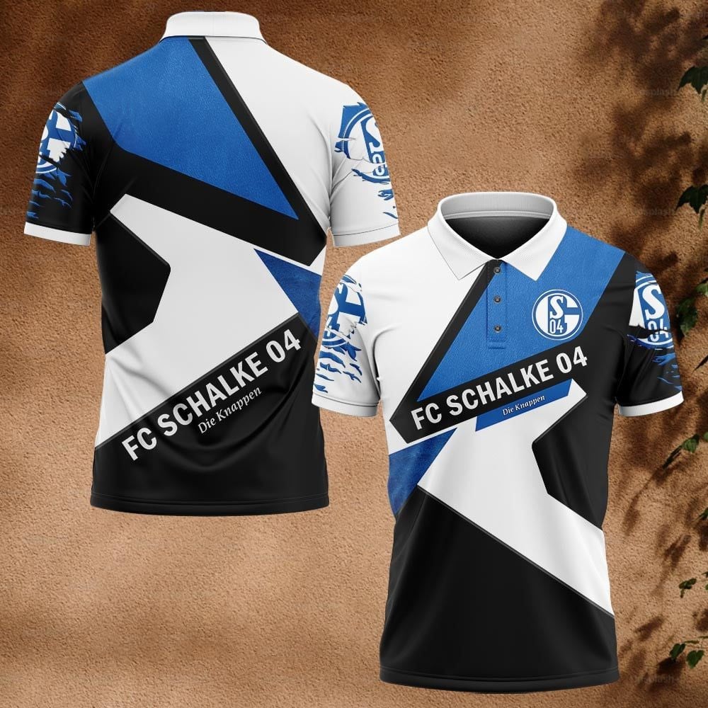 FC Schalke 04 Poloshirt Geometrisches Design Vollflächig Bedruckt