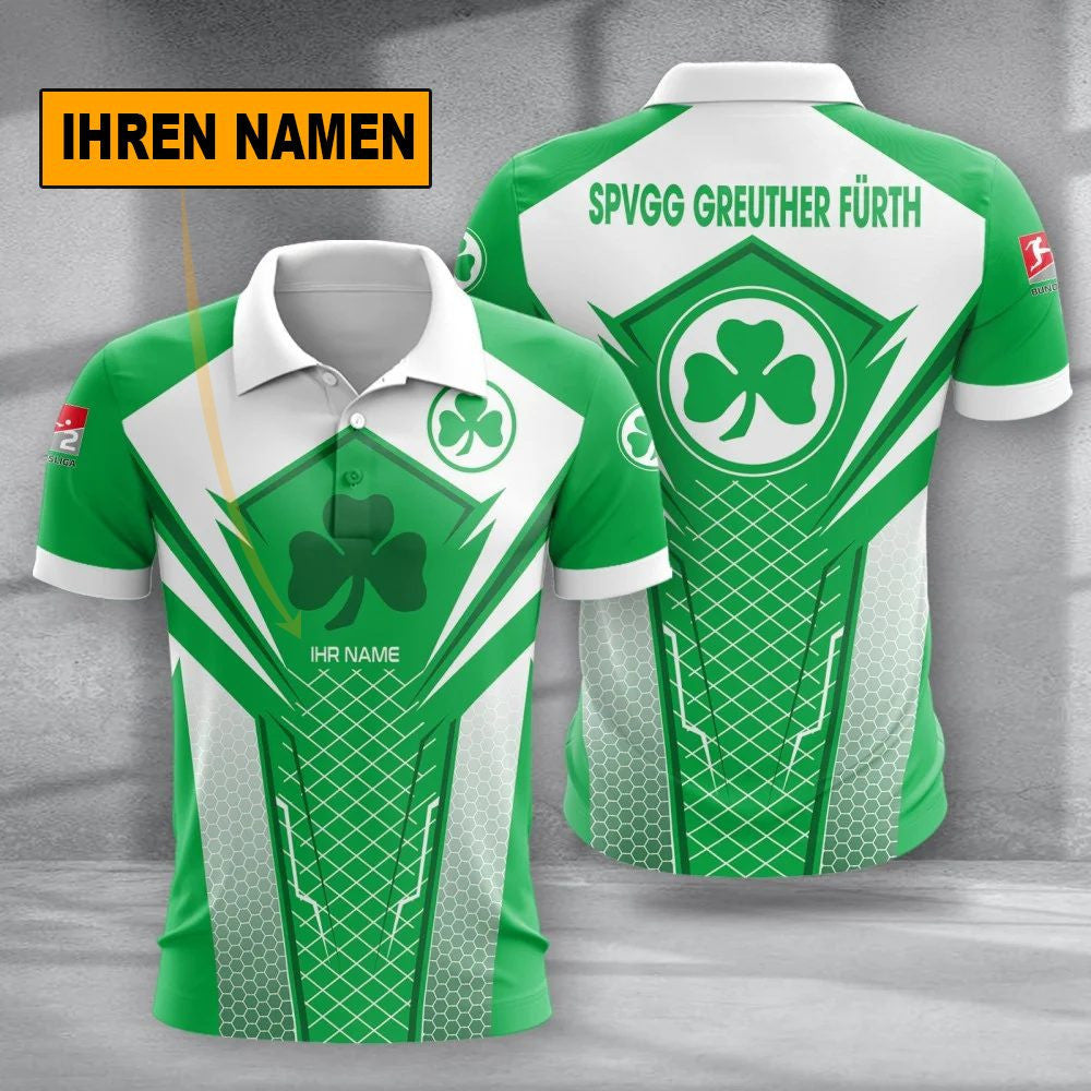 SpVgg Greuther Fürth Poloshirt Alltagsstil Design Vollflächig Bedruckt mit individuellem Namen