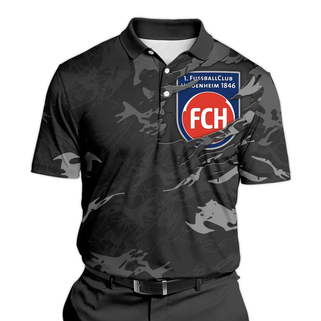 FC Heidenheim Poloshirt Neuer Stil Vollflächig Bedruckt