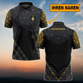 Borussia Mönchengladbach Poloshirt Blumen Design Vollflächig Bedruckt mit individuellem Namen Schwarz