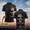 FC St. Pauli Poloshirt Schädel Design mit individuellem Namen Vollflächig Bedruckt Schwarz
