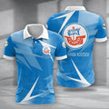 FC Hansa Rostock Poloshirt Batik Design Vollflächig Bedruckt Blau