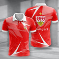VfB Stuttgart Poloshirt Batik Design Vollflächig Bedruckt Rot