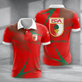 FC Augsburg Poloshirt Batik Design Vollflächig Bedruckt Rot