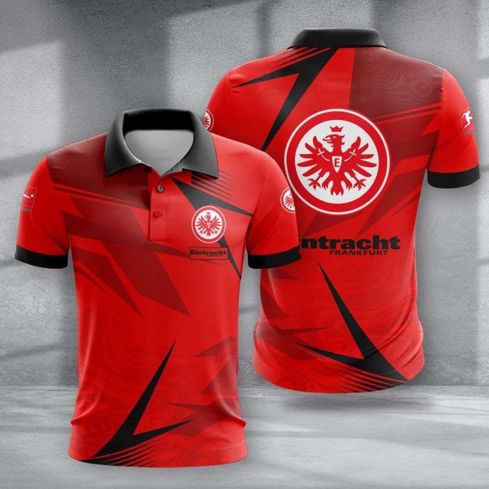 Eintracht Frankfurt Poloshirt Batik Design Vollflächig Bedruckt Rot