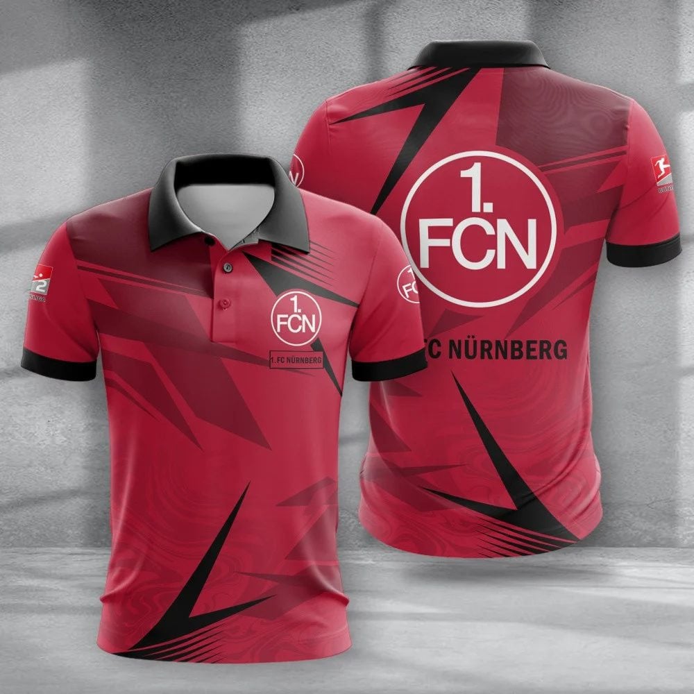 FC Nürnberg Poloshirt Batik Design Vollflächig Bedruckt Rot