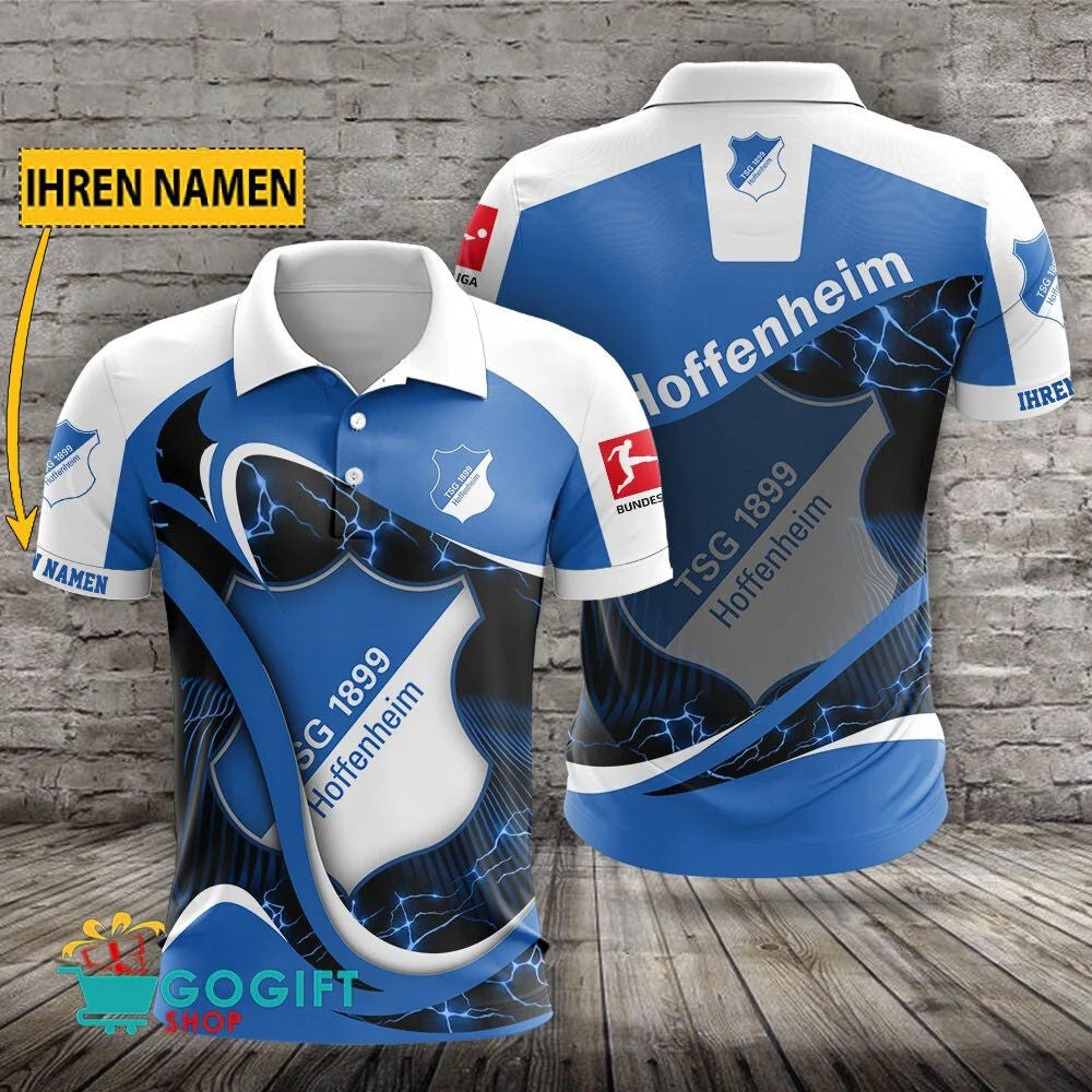 TSG 1899 Hoffenheim Poloshirt Sportliches Weiche Kurven Design mit individuellem Namen Blau