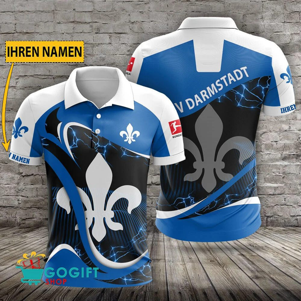 SV Darmstadt 98 Poloshirt Weiche Kurven Design mit individuellem Namen Blau