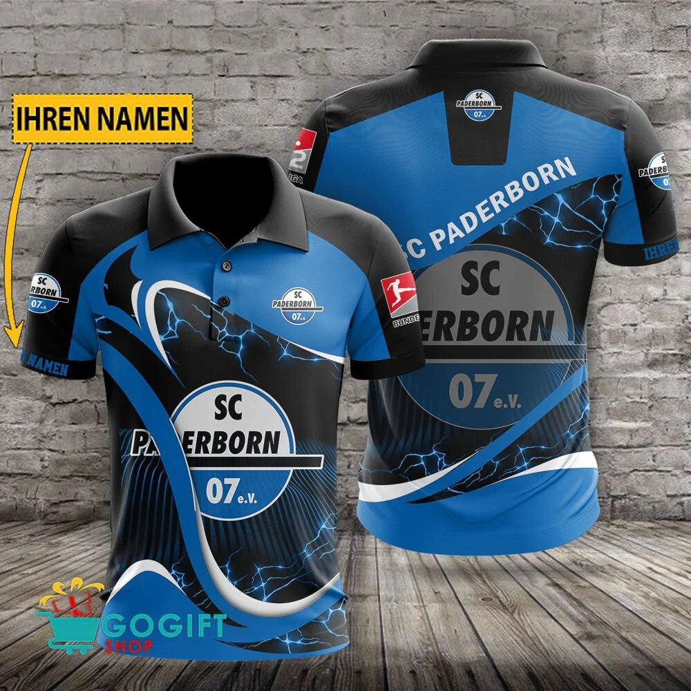 SC Paderborn 07 Poloshirt Sportliches Weiche Kurven Design mit individuellem Namen Blau