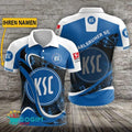 Karlsruher SC Poloshirt Weiche Kurven Design mit individuellem Namen Blau