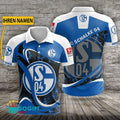 FC Schalke 04 Poloshirt Weiche Kurven Design mit individuellem Namen Blau