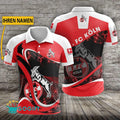 FC Köln Poloshirt Sportliches Weiche Kurven Design mit individuellem Namen Rot