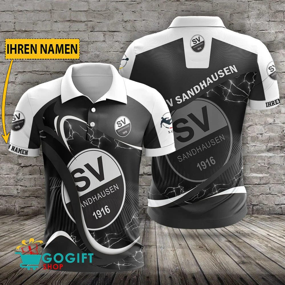 SV Sandhausen Poloshirt Weiche Kurven Design mit individuellem Namen Schwarz
